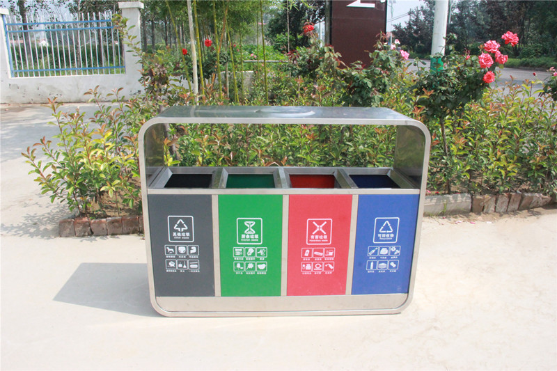 戶外四分類環保不銹鋼垃圾桶